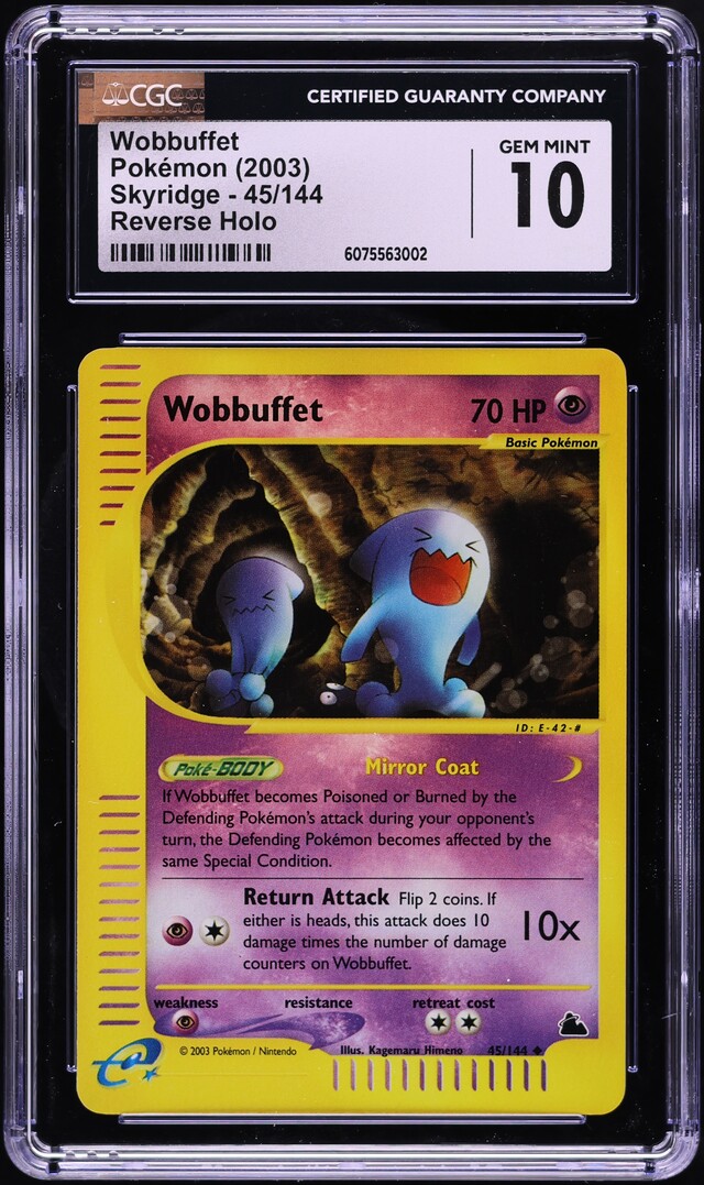 2003 Pokemon Skyridge Reverse Holo Wobbuffet #45 CGC 10 GEM MINT