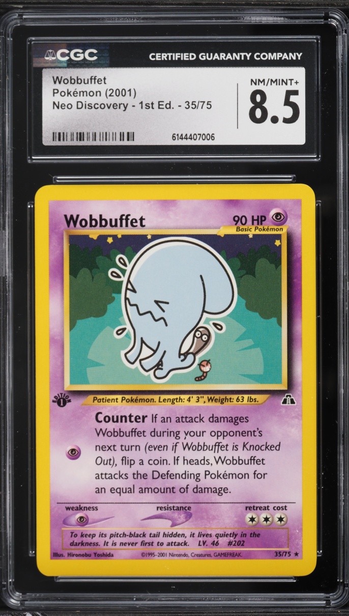 2001 Pokemon Neo Discovery 1st Edition Wobbuffet #35 CGC 8.5 NM-MT+