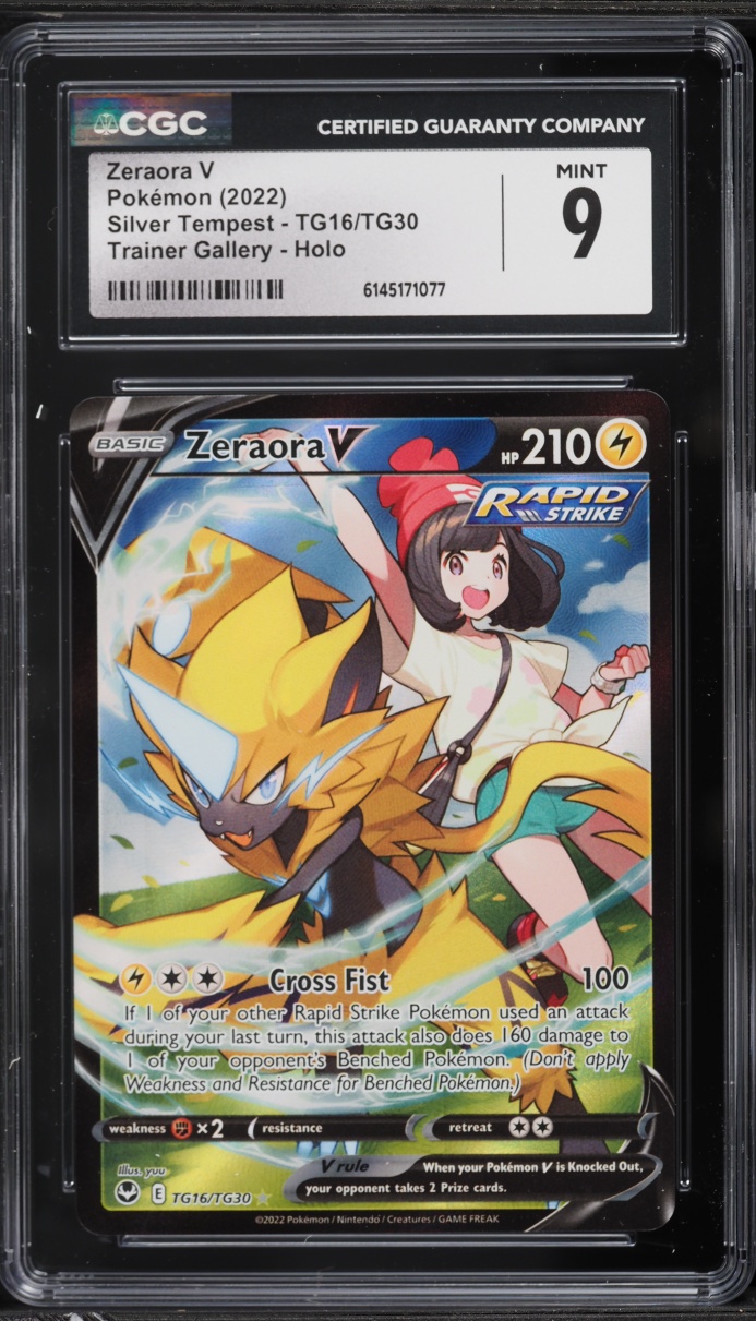 2022 Pokemon Sword & Shield Silver Tempest CHR Zeraora V #TG16 CGC 9 MINT