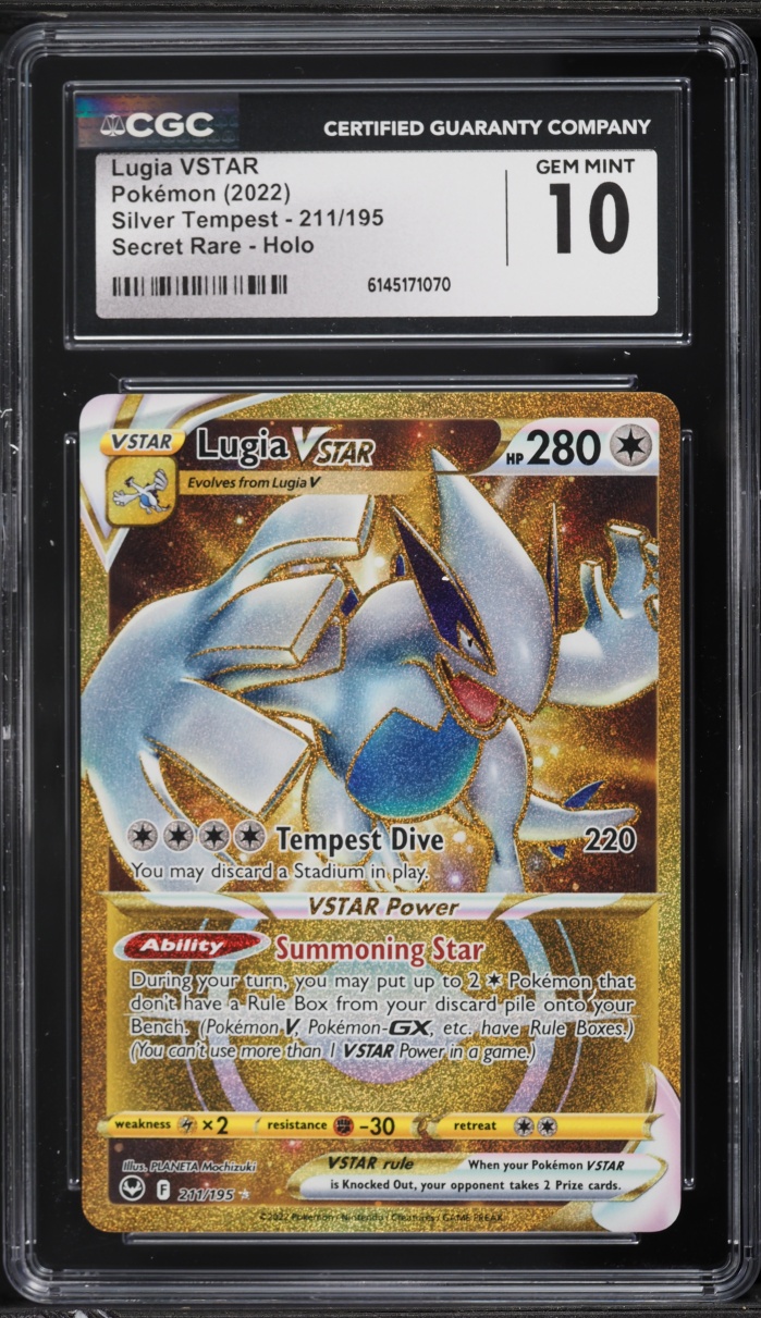 2022 Pokemon Sword & Shield Silver Tempest Gold Rare Lugia VSTAR #211 CGC 10 GEM MINT