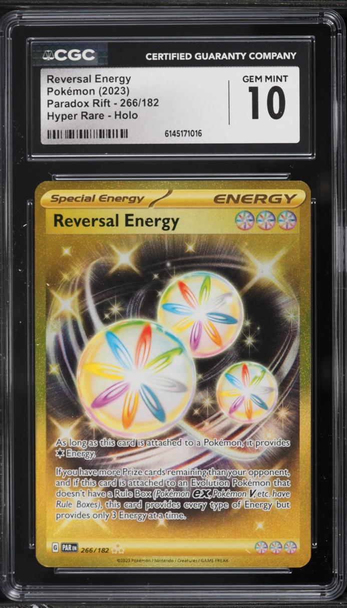 2023 Pokemon Scarlet & Violet Paradox Rift Gold Rare Reversal Energy #266 CGC 10 GEM MINT