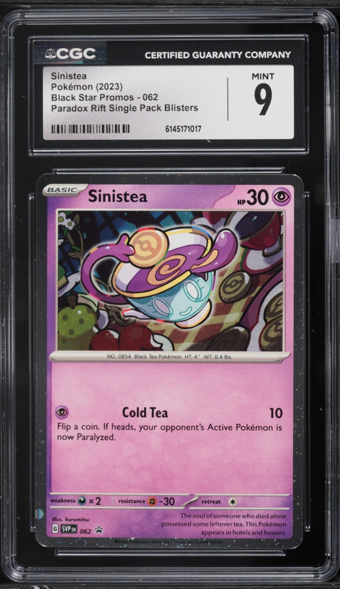 2023 Pokemon Scarlet & Violet Black Star Promo Paradox Rift Sinistea #62 CGC 9 MINT