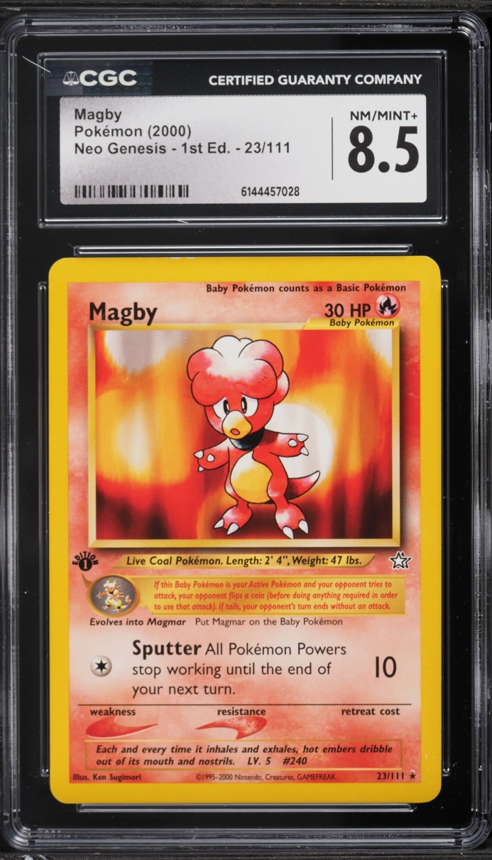 2000 Pokemon Neo Genesis 1st Edition Magby #23 CGC 8.5 NM-MT+
