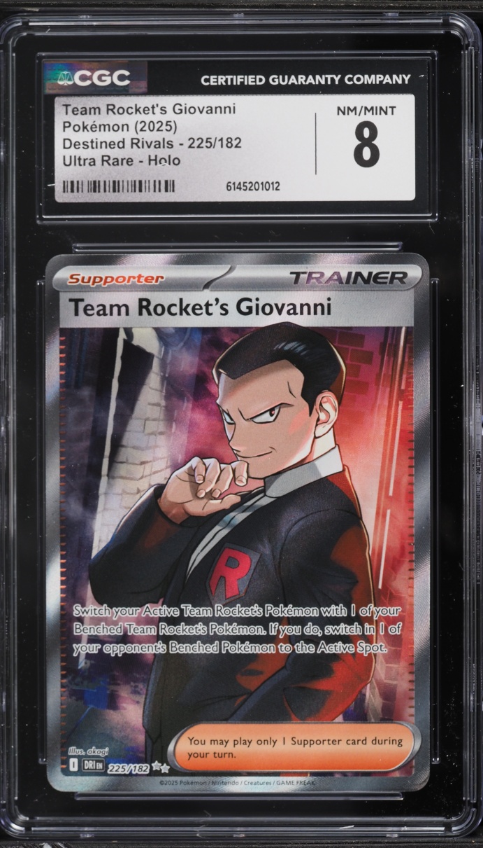 2025 Pokemon SV Destined Rivals Full Art Team Rocket's Giovanni #225 CGC 8 NM-MT