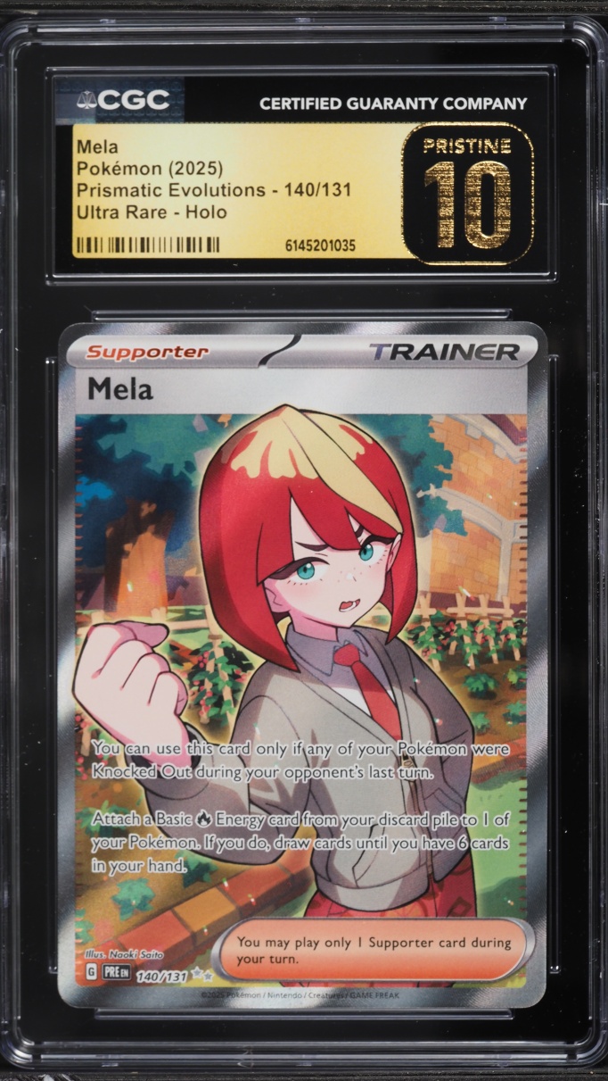 2025 Pokemon Scarlet & Violet Prismatic Evolutions Full Art Mela #140 CGC 10 PRISTINE