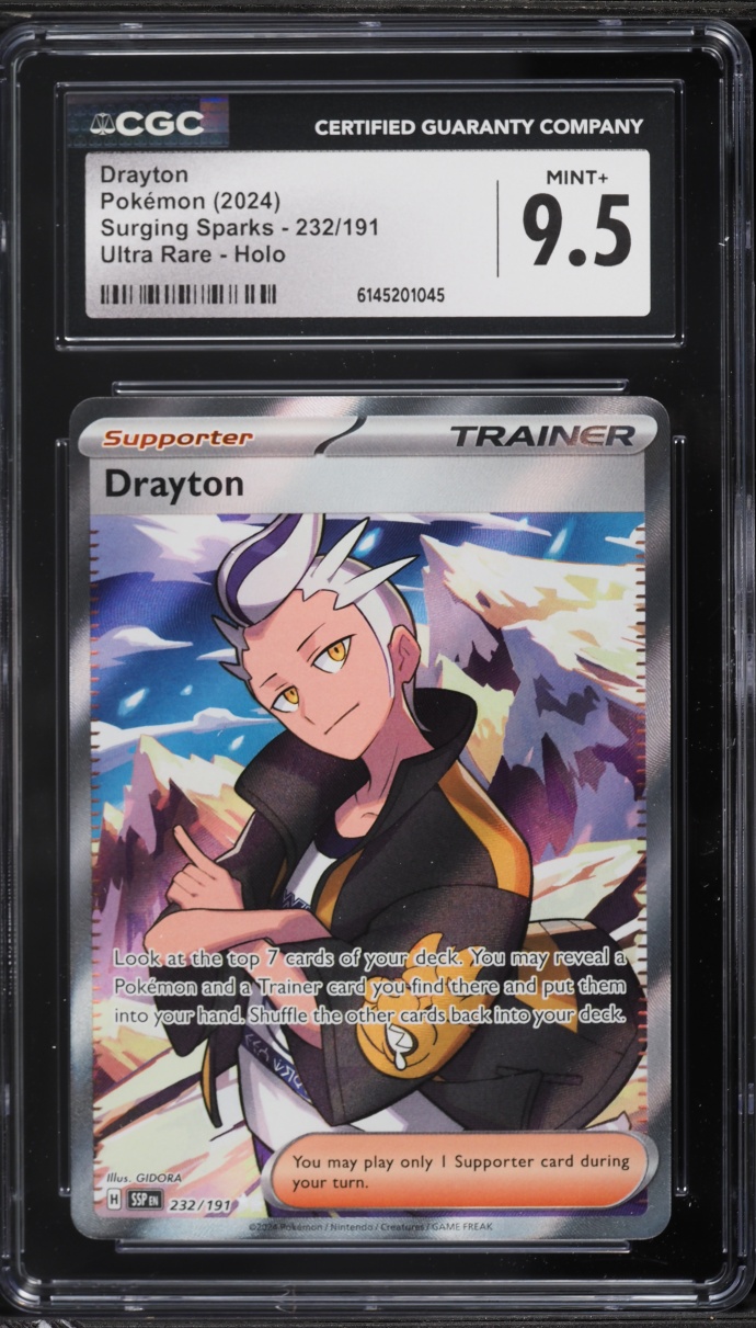 2024 Pokemon Scarlet & Violet Surging Sparks Full Art Drayton #232 CGC 9.5 MINT+