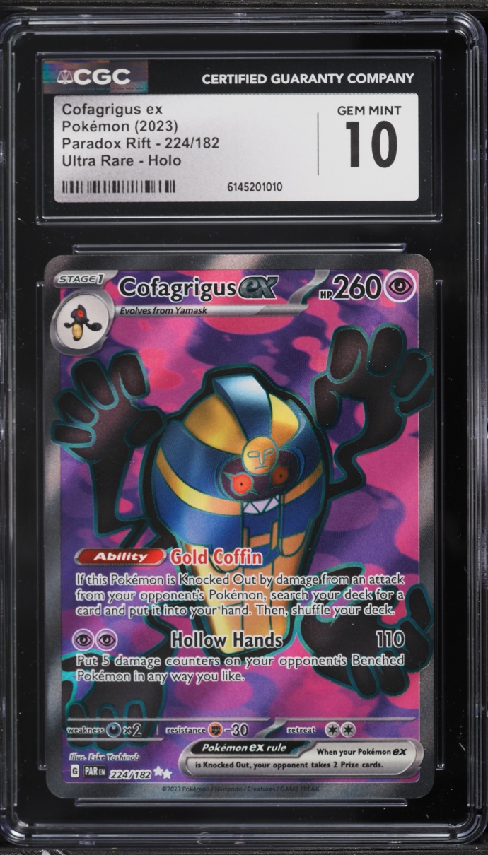 2023 Pokemon Scarlet & Violet Paradox Rift Full Art Cofagrigus ex #224 CGC 10 GEM MINT
