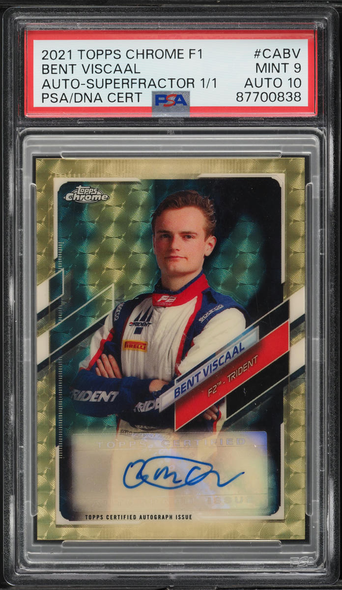 2021 Topps Chrome Formula 1 Superfractor Bent Viscaal AUTO DNA 10 1/1 PSA 9 MINT