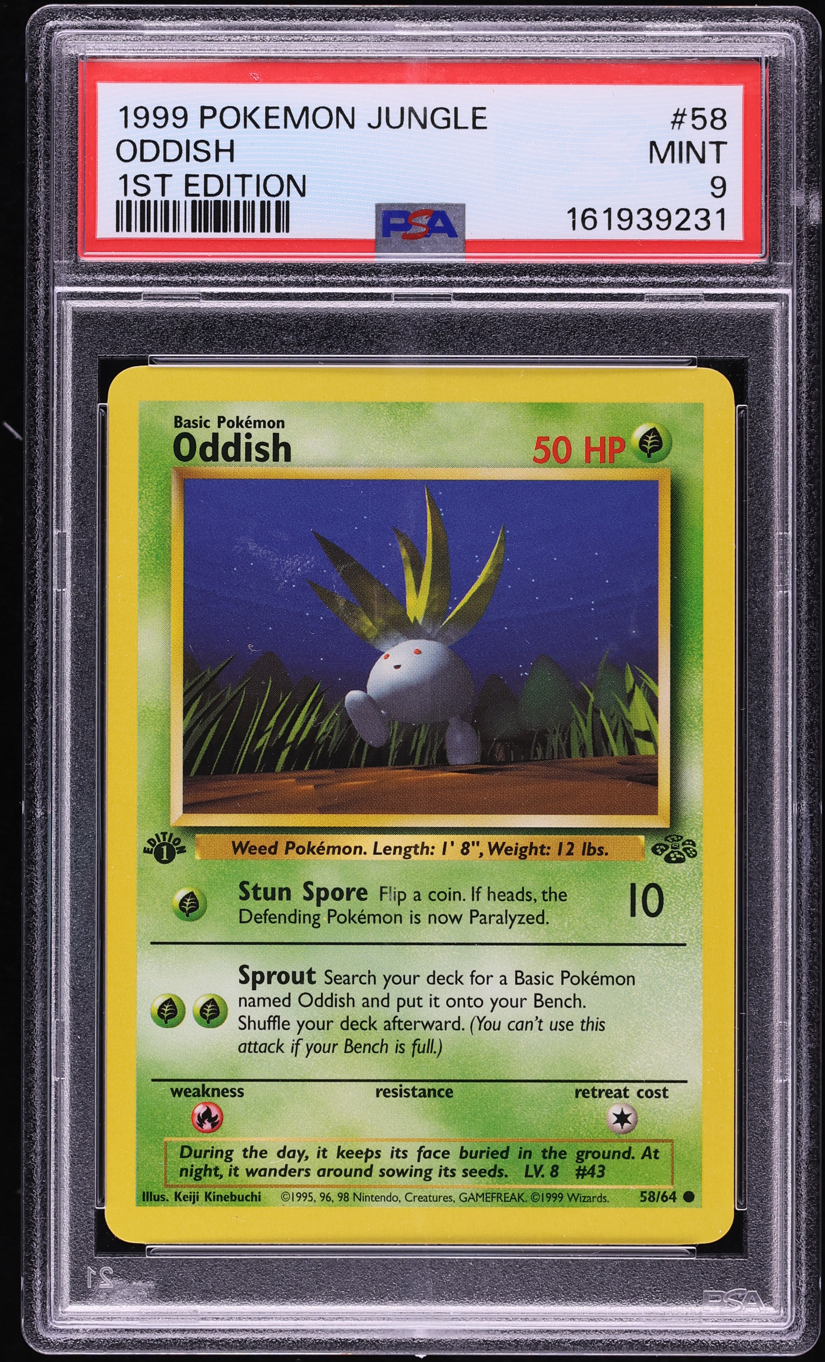 1999 Pokemon Jungle 1st Edition Oddish #58 PSA 9 MINT