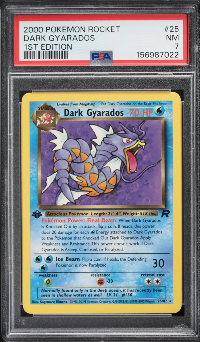 2000 Pokemon Team Rocket 1st Edition Dark Gyarados #25 PSA 7 NRMT