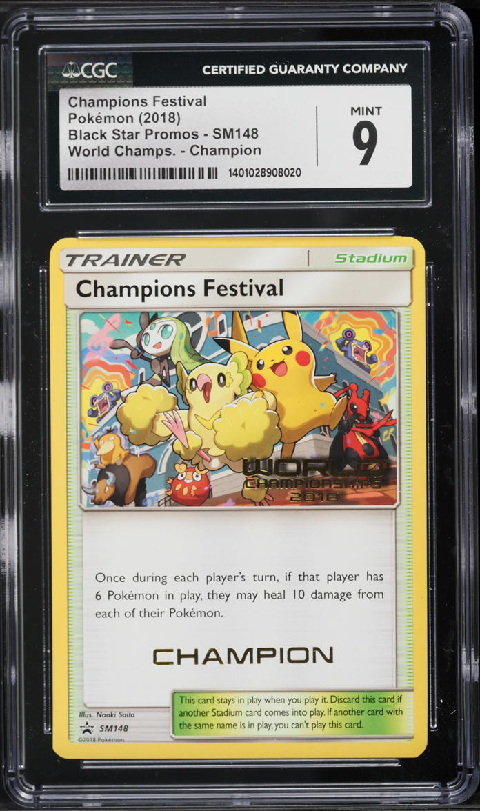 2018 Pokemon SM Black Star Promo World Championships Champions Festival #SM148 CGC 9 MINT