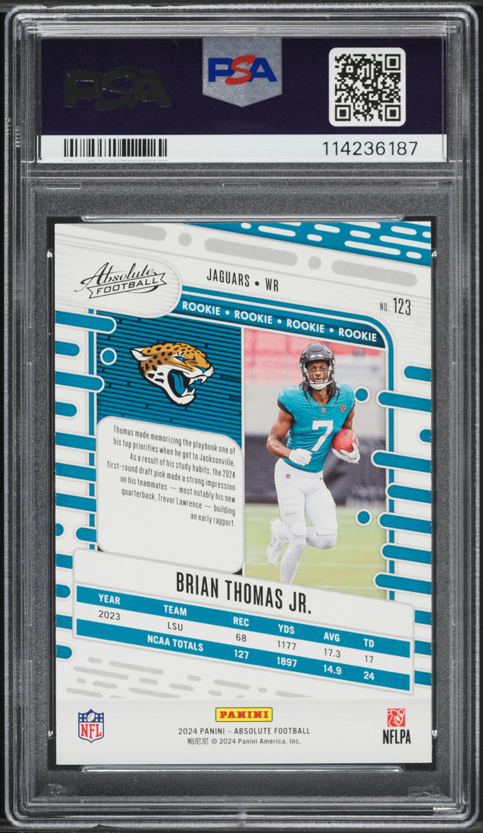 2024 Absolute Football Brian Thomas Jr. ROOKIE #123 PSA 10 GEM MINT