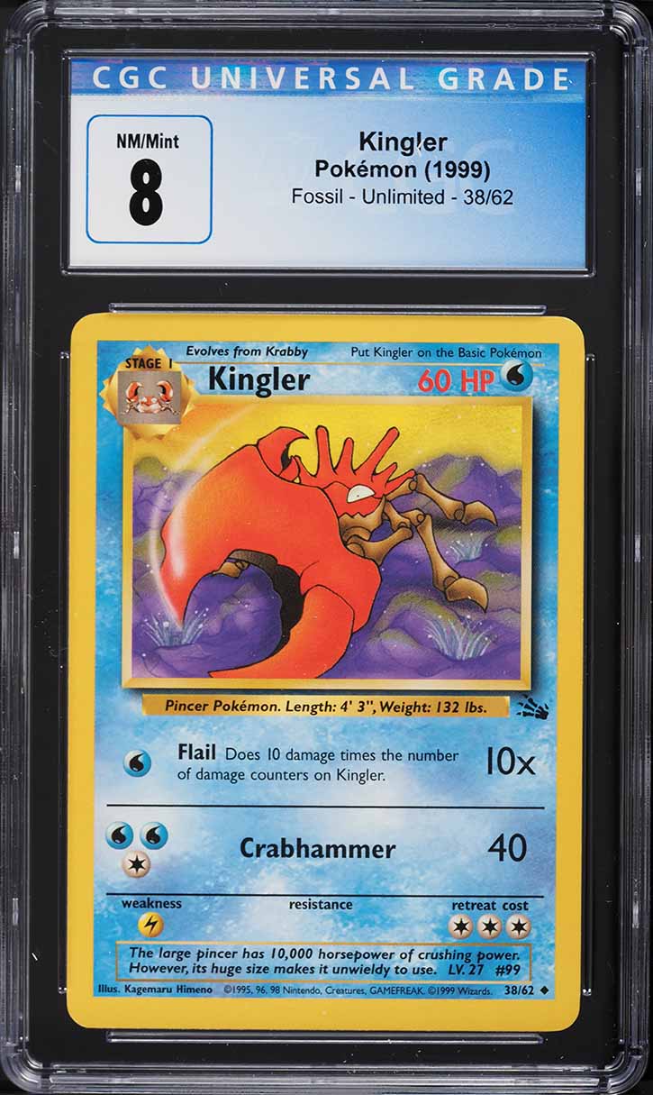 1999 Pokemon Fossil Kingler #38 CGC 8 NM-MT
