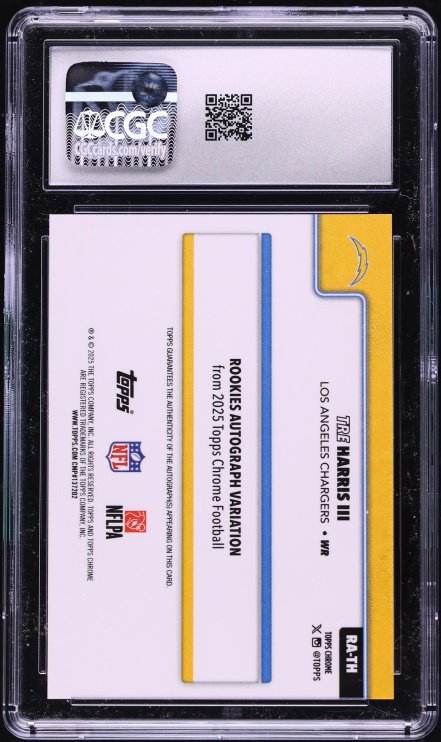 2025 Topps Chrome Magenta Refractor Tre Harris III ROOKIE AUTO /399 #RA-TH CGC 10 GEM MINT