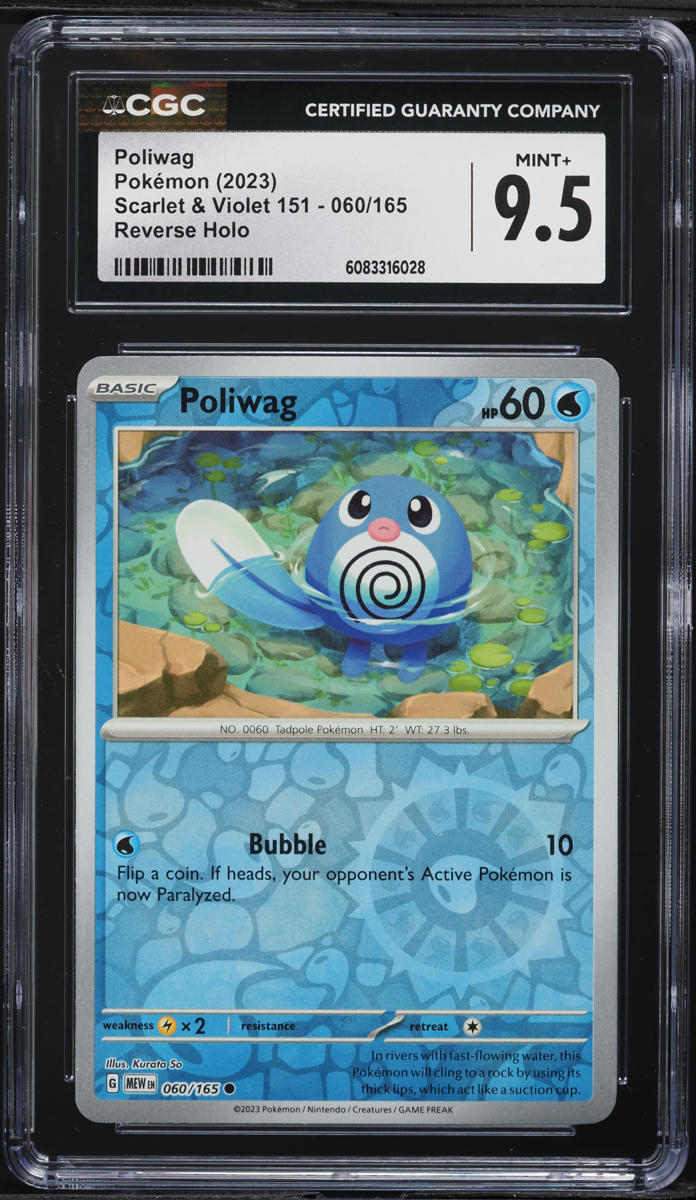 2023 Pokemon Scarlet & Violet 151 Reverse Holo Poliwag #60 CGC 9.5 MINT+