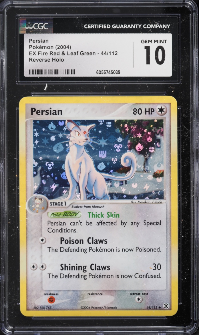 2004 Pokemon Ex Fire Red & Leaf Green Reverse Holo Persian #44 CGC 10 GEM MINT