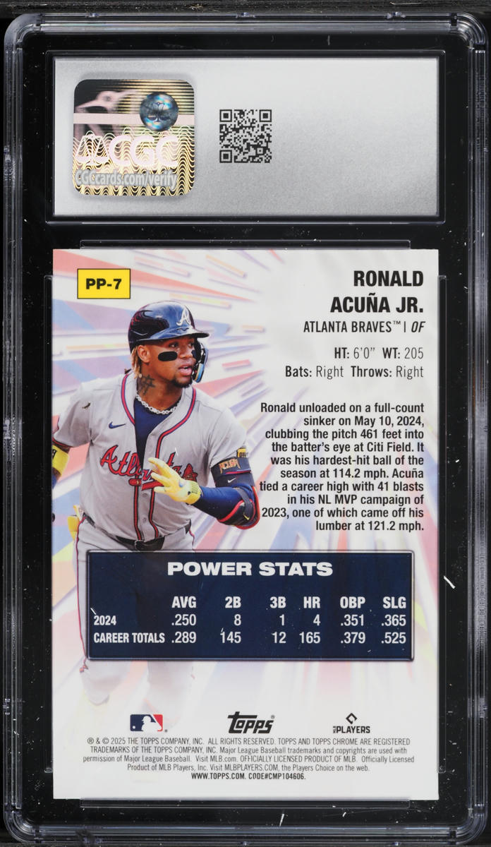 2025 Topps Chrome Power Players Ronald Acuna Jr. #PP-7 CGC 10 GEM MINT
