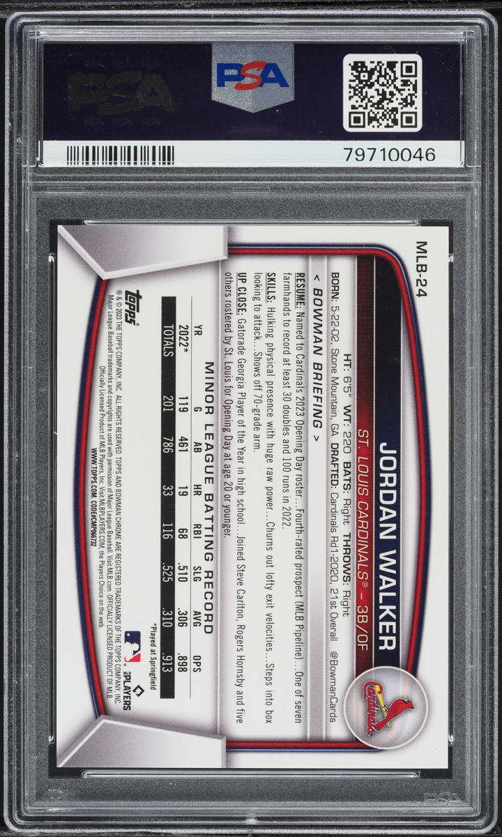 2023 Bowman Chrome National Red Jordan Walker ROOKIE /5 #MLB-24 PSA 10 GEM MINT