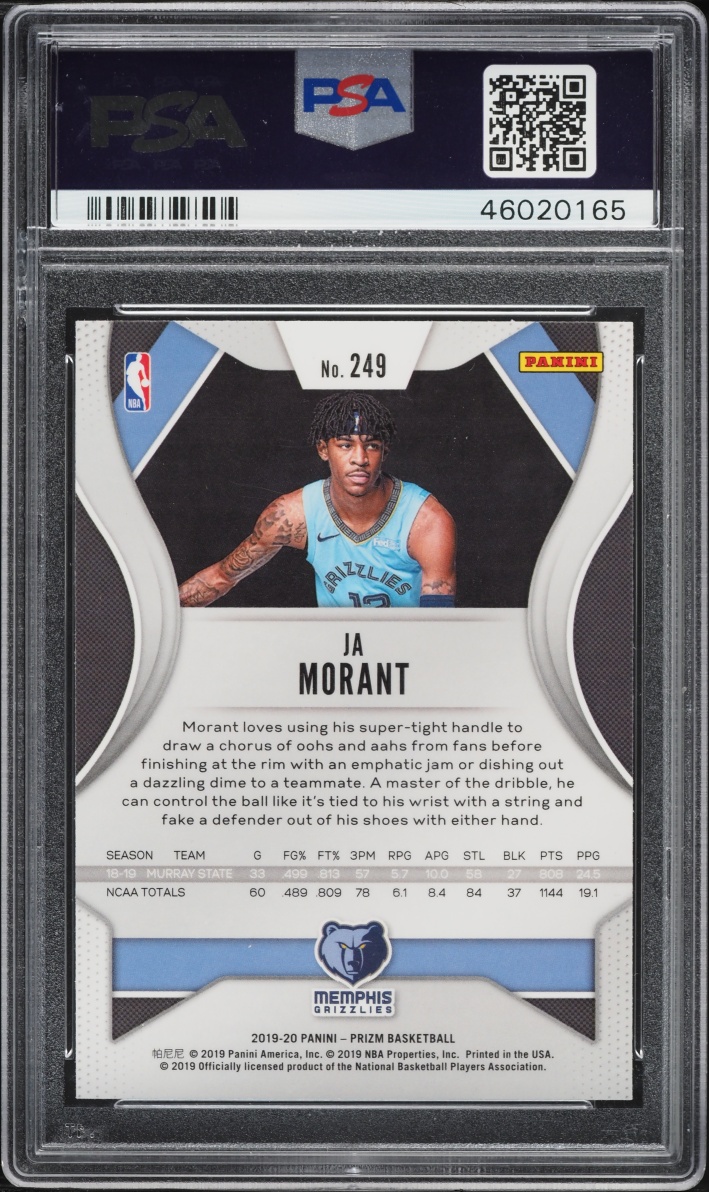 2019 Panini Prizm Ja Morant ROOKIE #249 PSA 10 GEM MINT