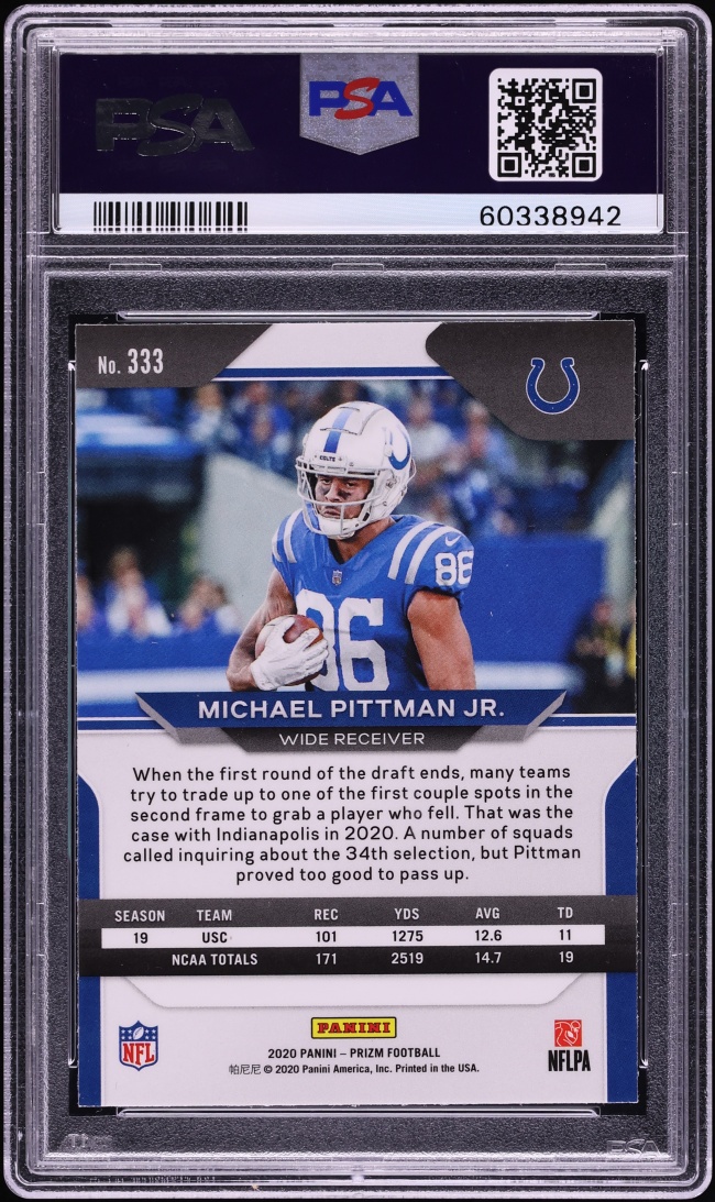 2020 Panini Prizm Variation No Huddle Michael Pittman Jr. ROOKIE #333 PSA 10 GEM MINT