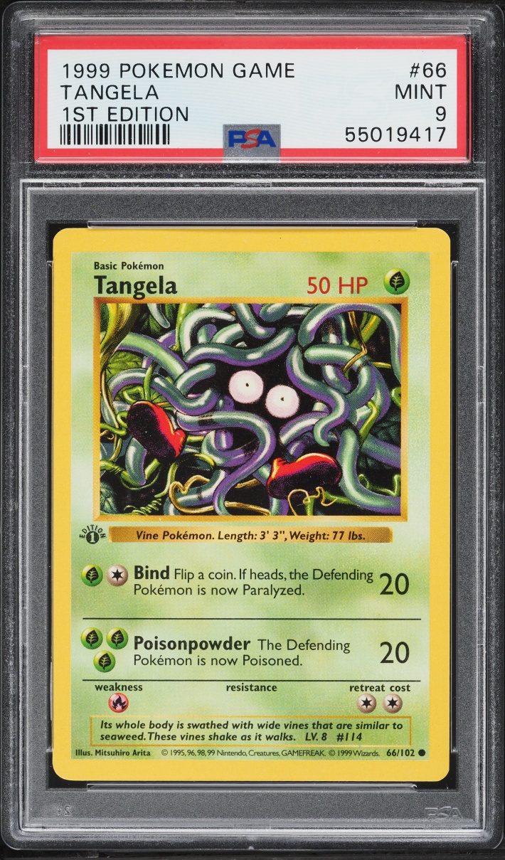 1999 Pokemon Base Set Shadowless 1st Edition Tangela #66 PSA 9 MINT