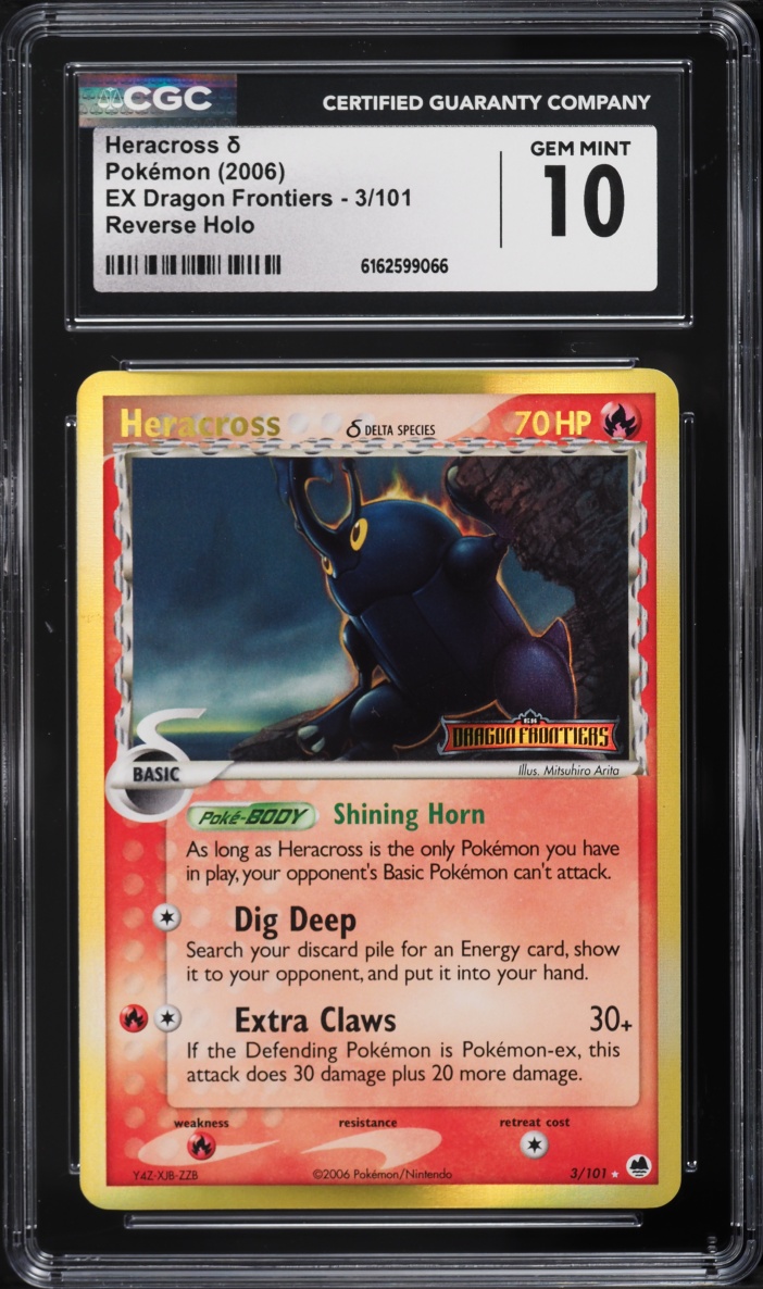 2006 Pokemon EX Dragon Frontiers Reverse Holo Heracross #3 CGC 10 GEM MINT