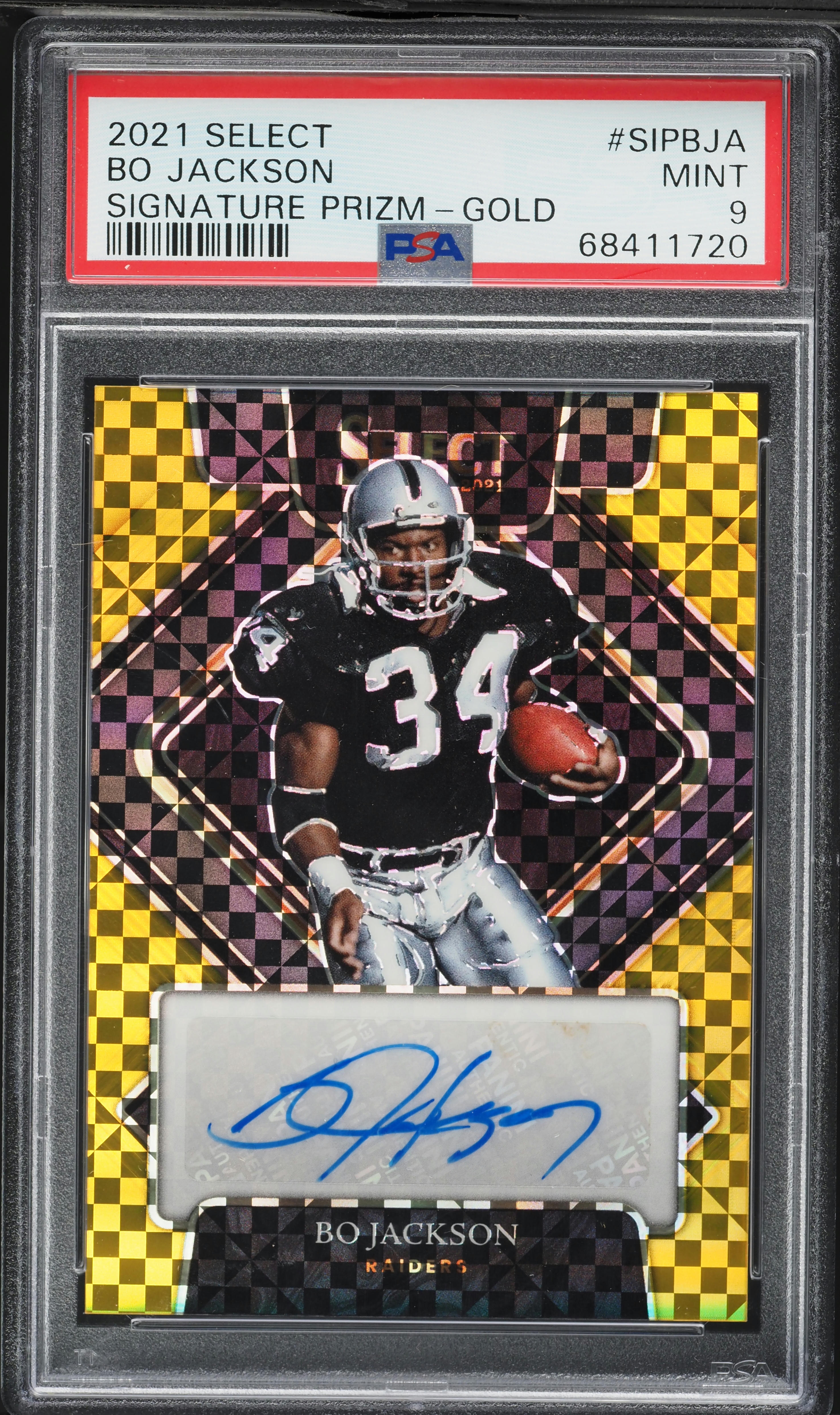 2021 Select Signatures Prizm Gold Bo Jackson AUTO /10 #SIPBJA PSA