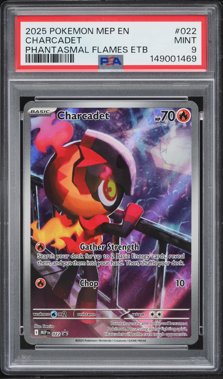 2025 Pokemon Mega Evolution Promo Phantasmal Flames ETB Full Art Charcadet #22 PSA 9 MINT