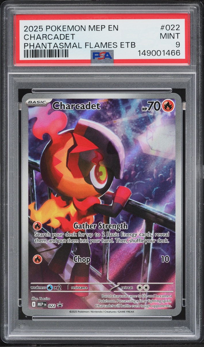 2025 Pokemon Mega Evolution Promo Phantasmal Flames ETB Full Art Charcadet #22 PSA 9 MINT