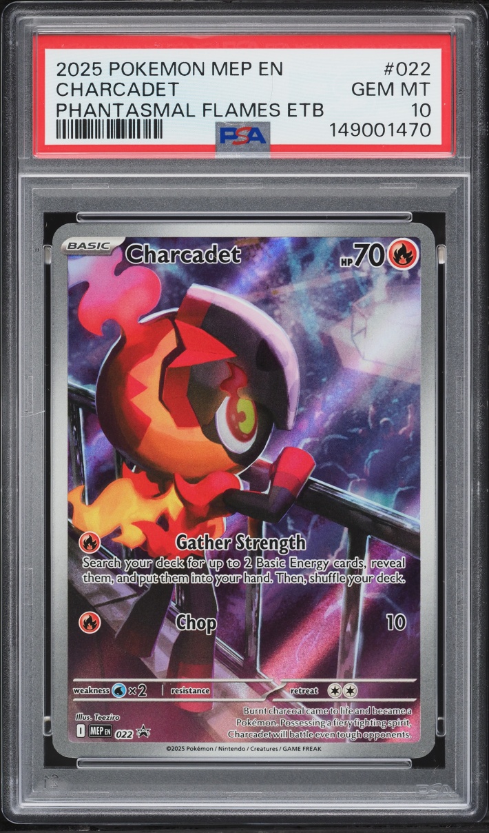 2025 Pokemon Mega Evolution Promo Phantasmal Flames ETB Full Art Charcadet #22 PSA 10 GEM MINT