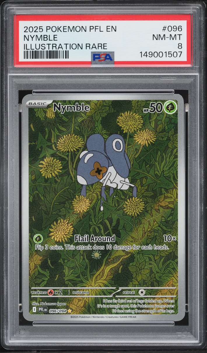 2025 Pokemon Mega Evolution Phantasmal Flames IR Nymble #96 PSA 8 NM-MT