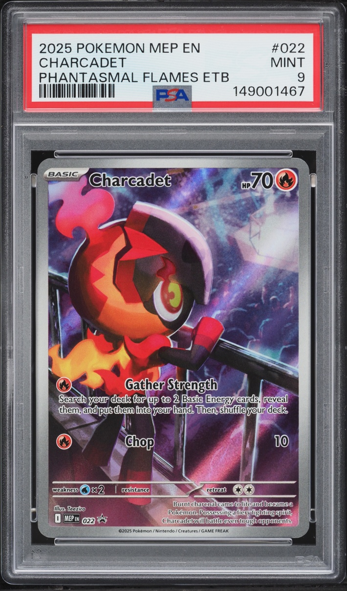 2025 Pokemon Mega Evolution Promo Phantasmal Flames ETB Full Art Charcadet #22 PSA 9 MINT