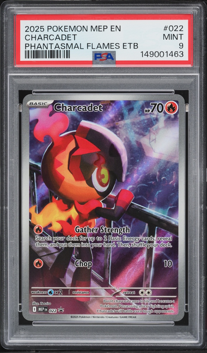 2025 Pokemon Mega Evolution Promo Phantasmal Flames ETB Full Art Charcadet #22 PSA 9 MINT