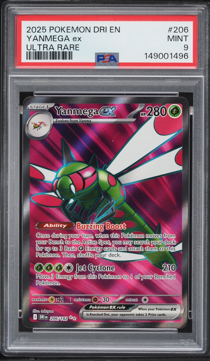 2025 Pokemon Scarlet & Violet Destined Rivals Full Art Yanmega EX #206 PSA 9 MINT