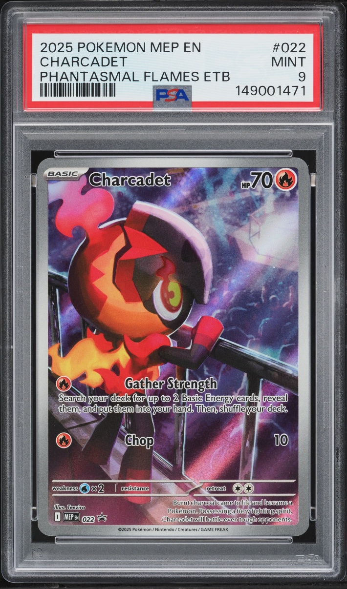 2025 Pokemon Mega Evolution Promo Phantasmal Flames ETB Full Art Charcadet #22 PSA 9 MINT