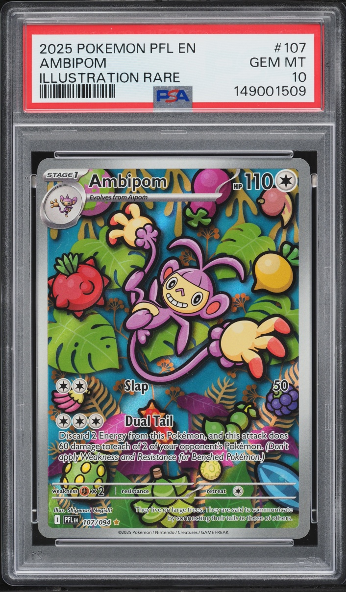 2025 Pokemon Mega Evolution Phantasmal Flames IR Ambipom #107 PSA 10 GEM MINT