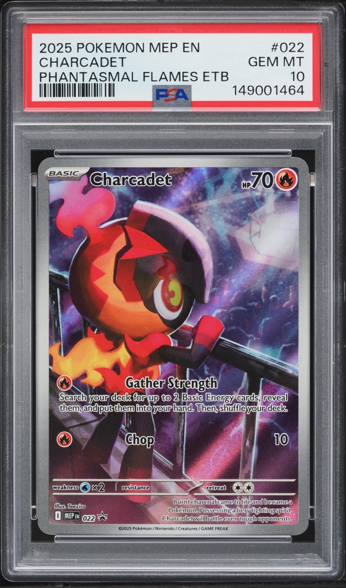 2025 Pokemon Mega Evolution Promo Phantasmal Flames ETB Full Art Charcadet #22 PSA 10 GEM MINT