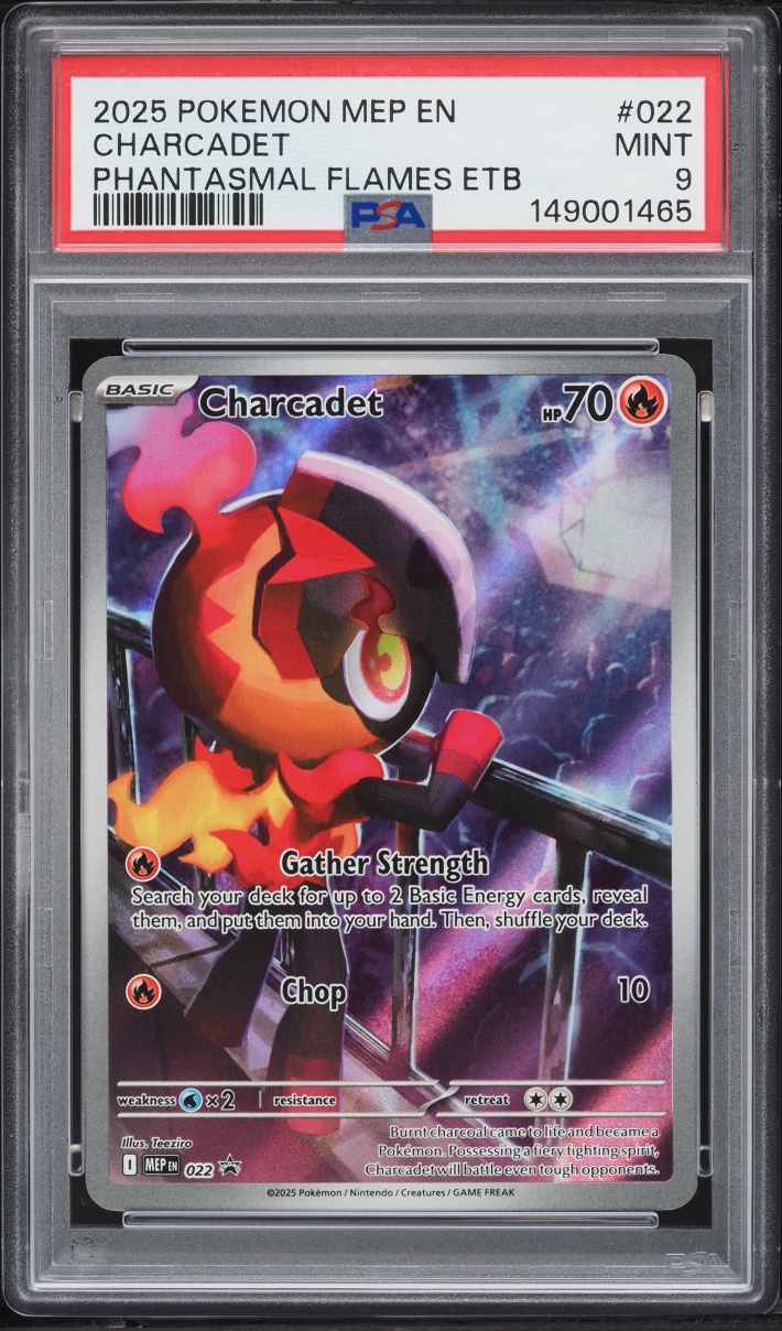2025 Pokemon Mega Evolution Promo Phantasmal Flames ETB Full Art Charcadet #22 PSA 9 MINT