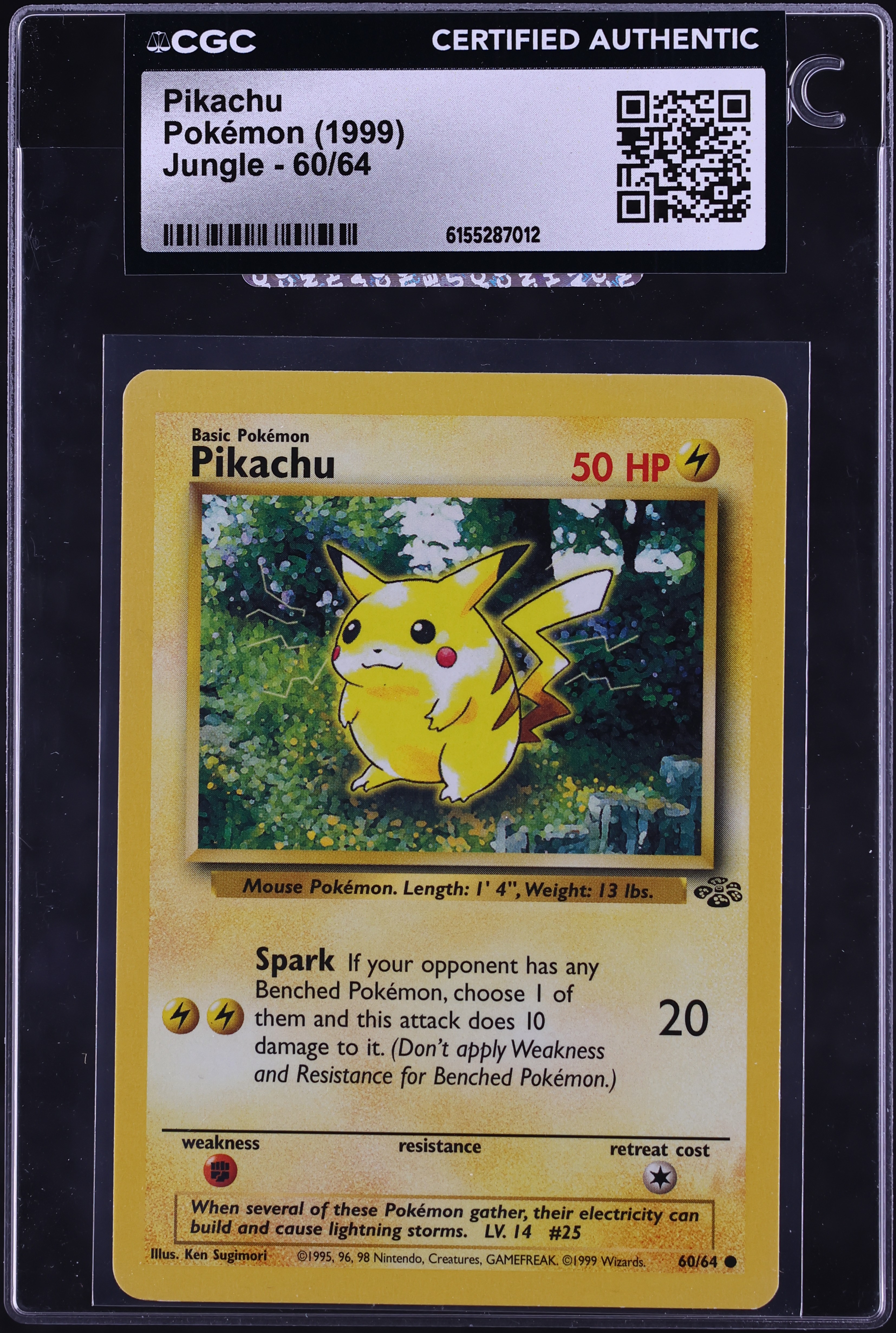 1999 Pokemon Jungle Pikachu #60 CGC AUTH