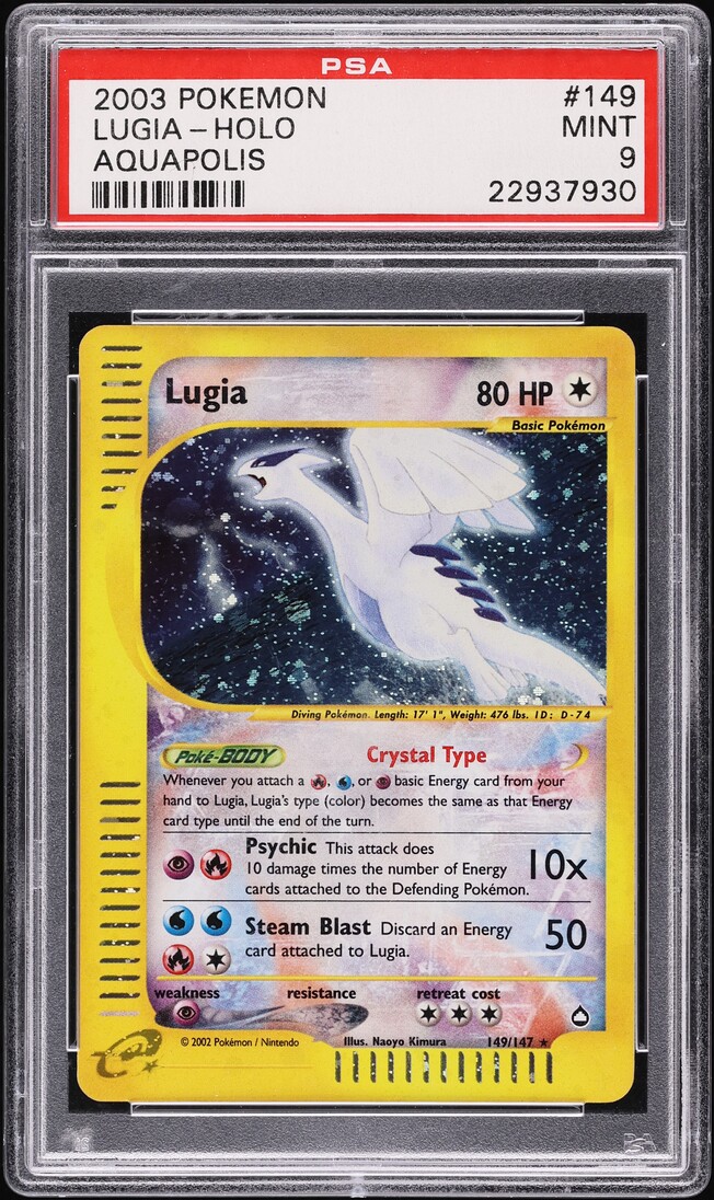 2003 Pokemon Aquapolis Holo Crystal Lugia #149 PSA 9 MINT