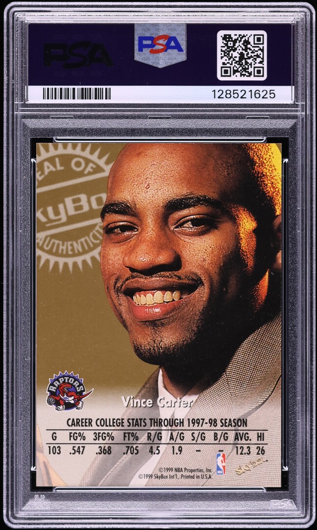 1998 Skybox Premium Autographics Vince Carter ROOKIE AUTO PSA 9 MINT