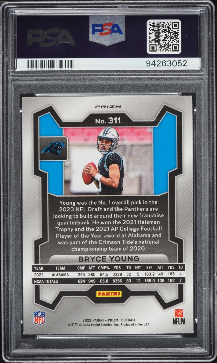 2023 Panini Prizm Silver Bryce Young ROOKIE #311 PSA 10 GEM MINT