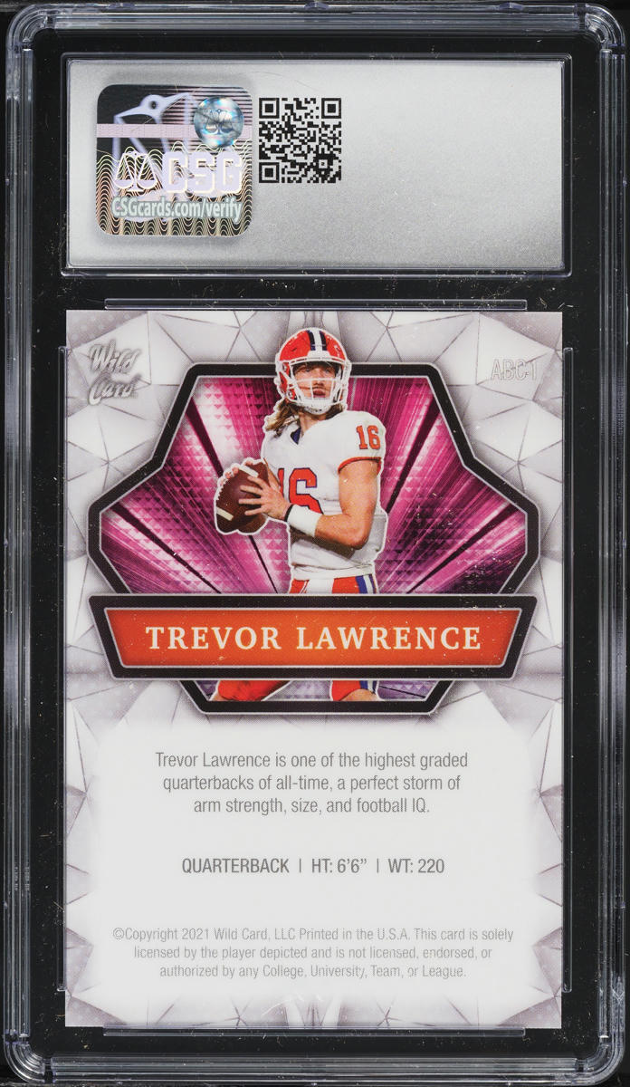 2021 Wild Card Alumination Trevor Lawrence ROOKIE #ABC-1 CSG 10 GEM MINT