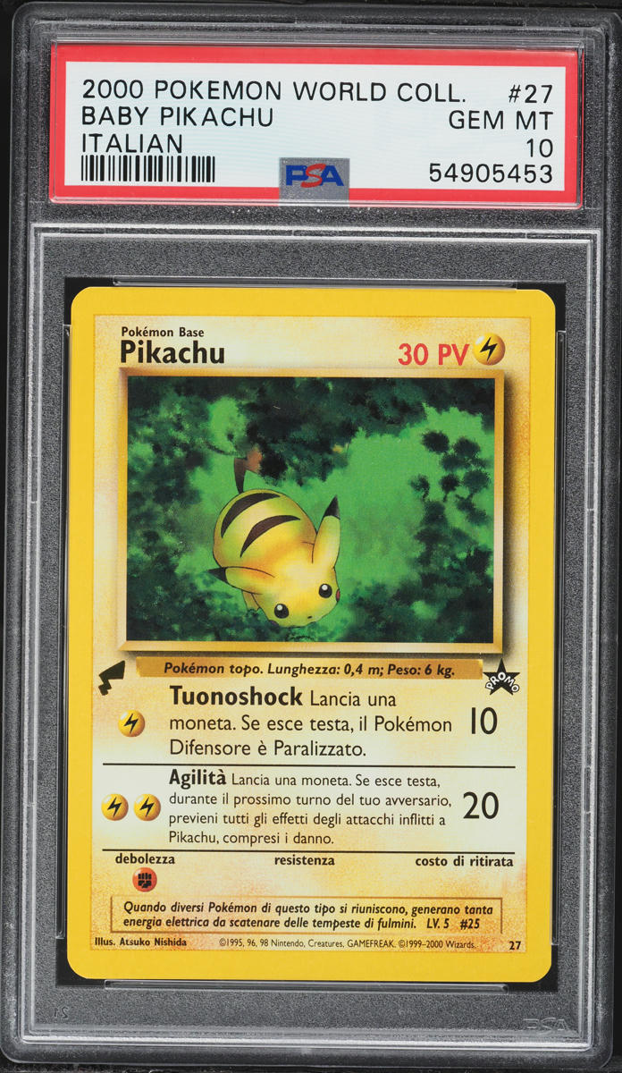 2000 Pokemon Italian Promo World Collection Baby Pikachu #27 PSA 10 GEM MINT