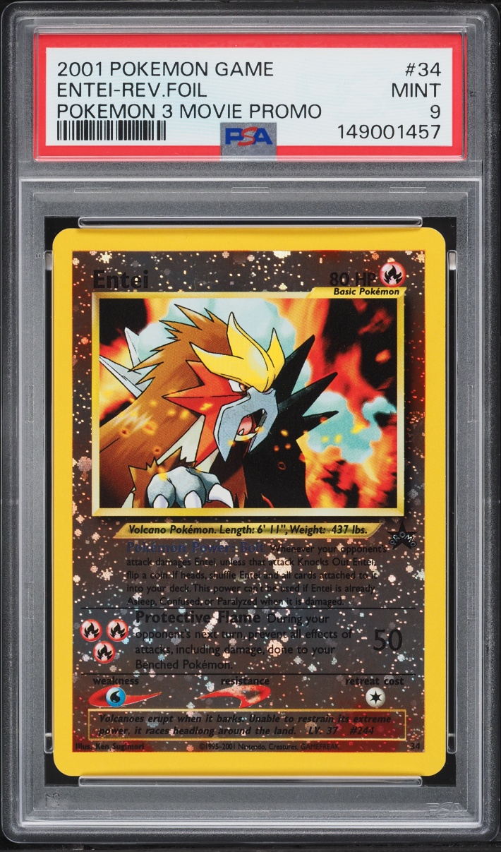 2001 Pokemon Movie 3 Promo Reverse Holo Entei #34 PSA 9 MINT