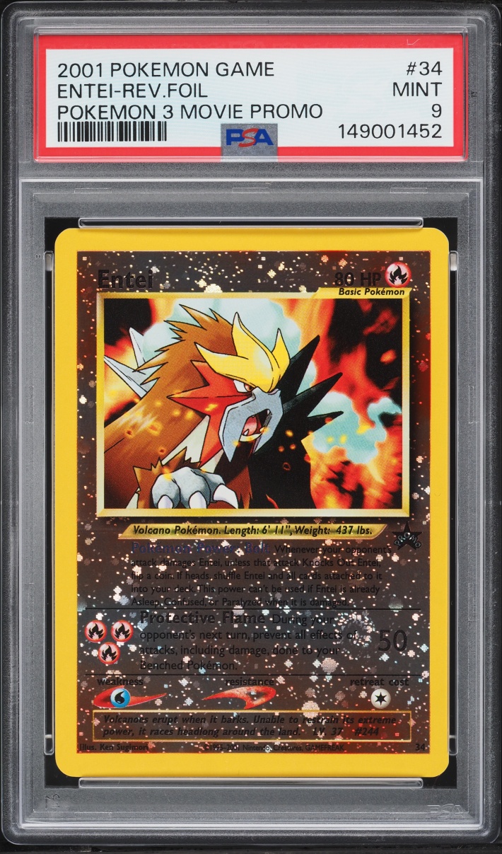 2001 Pokemon Movie 3 Promo Reverse Holo Entei #34 PSA 9 MINT