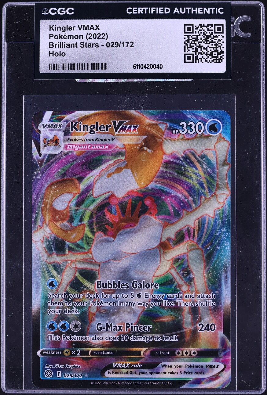 2022 Pokemon Sword & Shield Brilliant Stars Full Art Kingler VMAX #29 CGC AUTH