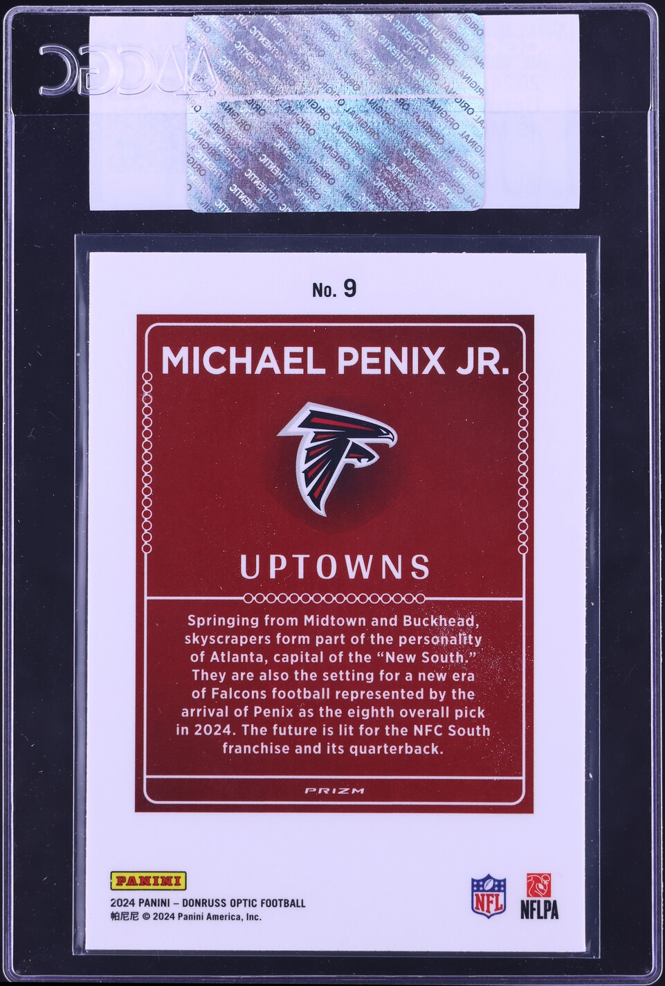 2024 Donruss Optic Uptowns Michael Penix Jr. ROOKIE #9 CGC AUTH