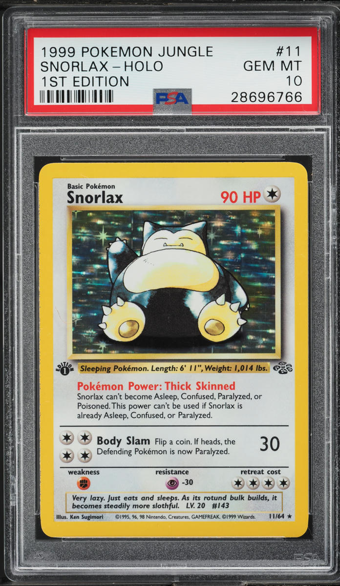 1999 Pokemon Jungle 1st Edition Holo Snorlax #11 PSA 10 GEM MINT