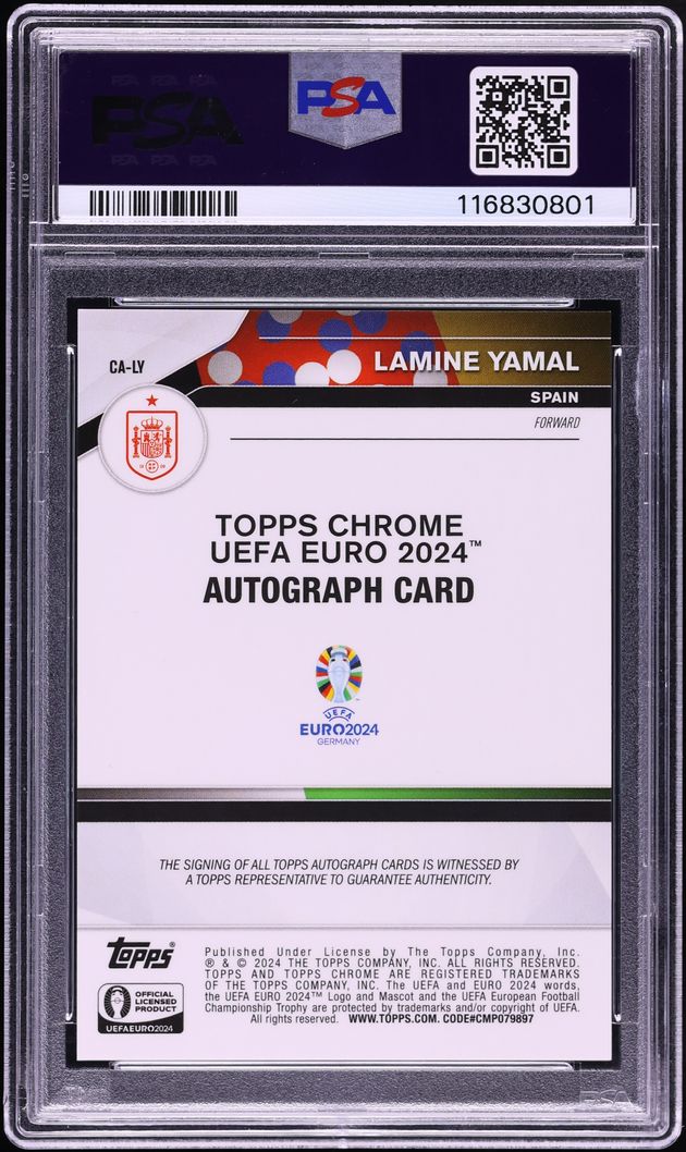 2024 Topps Chrome UEFA Euro Gold Refractor Lamine Yamal AUTO /50 #CALY PSA 10 GEM MINT